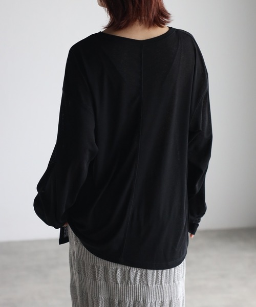 Bonjour Sagan(ボンジュールサガン)の「フライスシアーカットソー(Tシャツ/カットソー・レディース・ブラック/ライトグレー/ホワイト/ライトイエロー・FREE)」の20枚目の写真