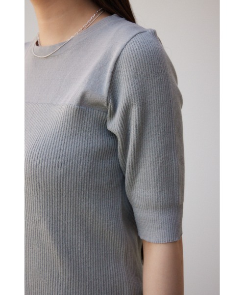 AZUL by moussy（アズールバイマウジー）の「シアー切替5分袖リブニットトップス（Tシャツ/カットソー・レディース・ブルー/ブラック/ライトグレー・FREE）」の21枚目の写真