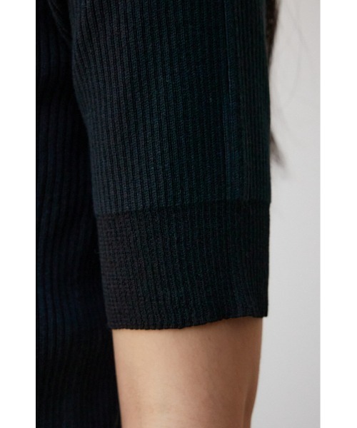 AZUL by moussy（アズールバイマウジー）の「シアー切替5分袖リブニットトップス（Tシャツ/カットソー・レディース・ブルー/ブラック/ライトグレー・FREE）」の12枚目の写真