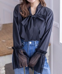clear | 袖口チュール切替リボンブラウス(シャツ/ブラウス)