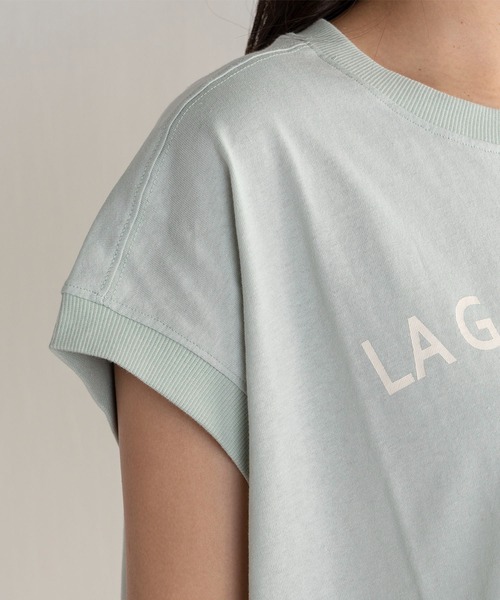 EUCLAID（エウクレイド）の「フレンチスリーブロゴＴシャツ（Tシャツ/カットソー・レディース・ライトグリーン/オフホワイト/チャコールグレー・38）」の13枚目の写真