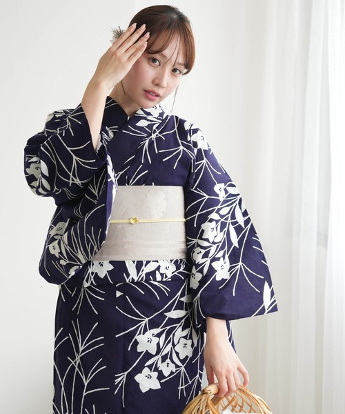 【ウタタネ】注染　浴衣 手染め注染浴衣3点セット utatane×注染工房 先染めベージュ