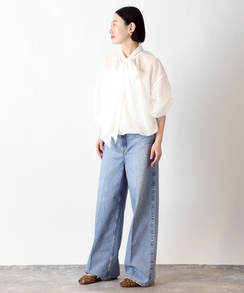 VERMEIL par iena / ヴェルメイユパーイエナ | 2024SS | スパンボイル ボウタイブラウス | F | ベージュ | レディース VERMEIL par iena（ヴェルメイユパーイエナ）の「《追加》スパン