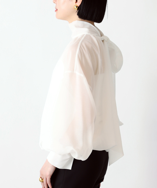 VERMEIL par iena / ヴェルメイユパーイエナ | 2024SS | スパンボイル ボウタイブラウス | F | ベージュ | レディース VERMEIL par iena（ヴェルメイユパーイエナ）の「《追加》スパンボイル