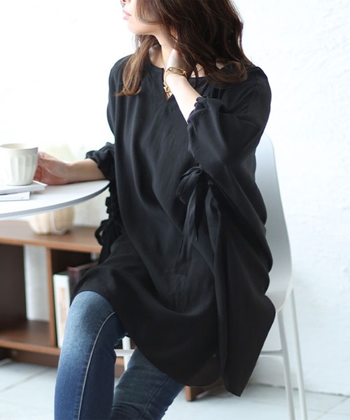 袖リボン七分袖ワイドチュニック（チュニック）｜GOLDJAPAN（ゴールドジャパン）