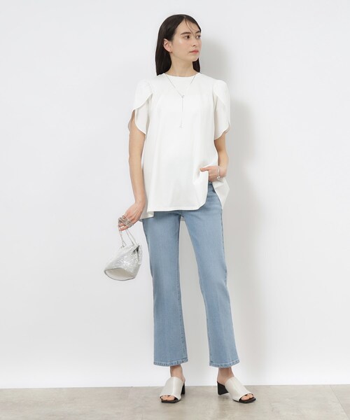 OPAQUE.CLIP（オペークドットクリップ）の「◆チューリップスリーブカットソー【洗濯機洗い可】（Tシャツ/カットソー・レディース・ホワイト/ブラック/ブルー/ベージュ・40/38/42/36）」の18枚目の写真