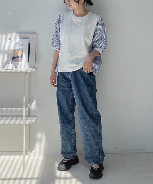 AS KNOW AS plus(アズノゥアズプラス)の「◎カットソーと布帛切り替え パフスリーブプルオーバー(Tシャツ/カットソー・レディース・ブラック系/ホワイト系/ブルー系/ブルー系1/ホワイト系1/ネイビー系/グリーン系/ブルー系2・FREE)」の21枚目の写真