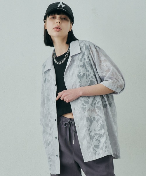 AIVER(アイバー)の「AIVER 透かしジャガードS/Sワイドシャツ(シャツ/ブラウス・メンズ・ブラック/ライトグレー/ネイビー・SMALL/MEDIUM/LARGE)」の20枚目の写真