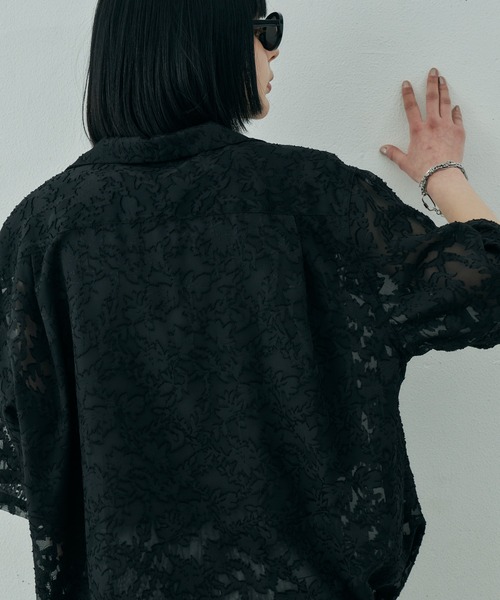 AIVER(アイバー)の「AIVER 透かしジャガードS/Sワイドシャツ(シャツ/ブラウス・メンズ・ブラック/ライトグレー/ネイビー・SMALL/MEDIUM/LARGE)」の5枚目の写真