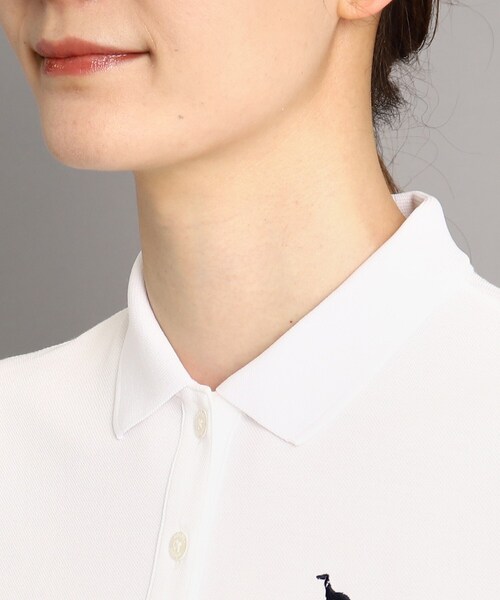 adabat（アダバット）の「◆【UVカット】異素材組み合わせ バックデザイン フレンチスリーブポロシャツ（ポロシャツ・レディース・ホワイト/ネイビー・42/38/40/36）」の17枚目の写真