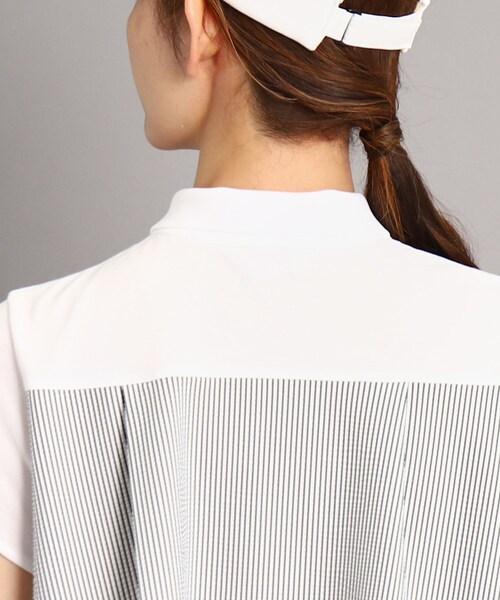 adabat（アダバット）の「◆【UVカット】異素材組み合わせ バックデザイン フレンチスリーブポロシャツ（ポロシャツ・レディース・ホワイト/ネイビー・42/38/40/36）」の18枚目の写真