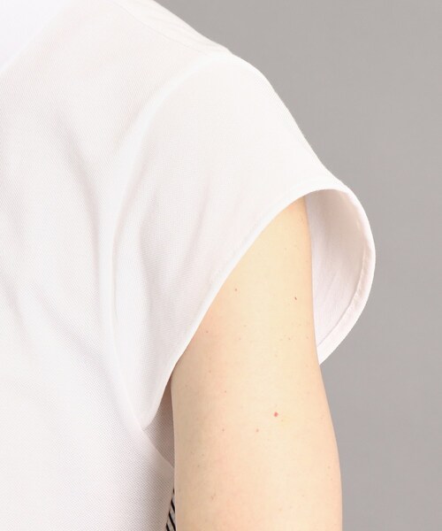 adabat（アダバット）の「◆【UVカット】異素材組み合わせ バックデザイン フレンチスリーブポロシャツ（ポロシャツ・レディース・ホワイト/ネイビー・42/38/40/36）」の19枚目の写真