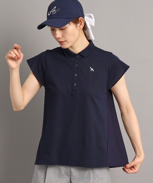 adabat（アダバット）の「◆【UVカット】異素材組み合わせ バックデザイン フレンチスリーブポロシャツ（ポロシャツ・レディース・ホワイト/ネイビー・42/38/40/36）」の21枚目の写真