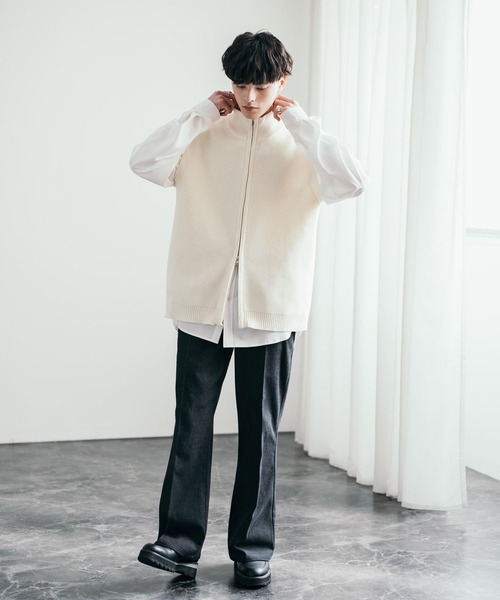 Rocky Monroe(ロッキーモンロー)の「ダブルジップハイネックドライバーズニットベスト(ベスト・メンズ・ブルーグレー/ネイビー/チャコール/アイボリー/ブラック・L/M)」の9枚目の写真