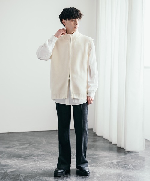 Rocky Monroe(ロッキーモンロー)の「ダブルジップハイネックドライバーズニットベスト(ベスト・メンズ・ブルーグレー/ネイビー/チャコール/アイボリー/ブラック・L/M)」の10枚目の写真