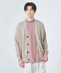 ペーパー コットン麻 Vネック カーディガン -ウォッシャブル-