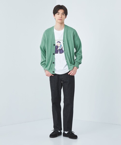 green label relaxing（グリーンレーベルリラクシング）の「ペーパー コットン麻 Vネック カーディガン -ウォッシャブル-（カーディガン/ボレロ・メンズ・ネイビー/ベージュ/ライム・S/M/XL/L）」の4枚目の写真