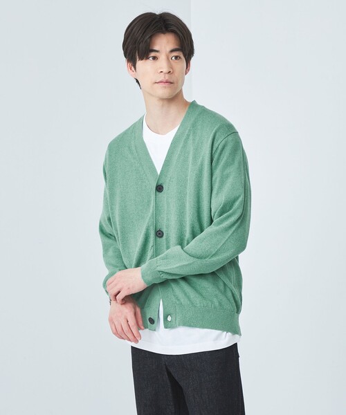green label relaxing（グリーンレーベルリラクシング）の「ペーパー コットン麻 Vネック カーディガン -ウォッシャブル-（カーディガン/ボレロ・メンズ・ネイビー/ベージュ/ライム・S/M/XL/L）」の5枚目の写真