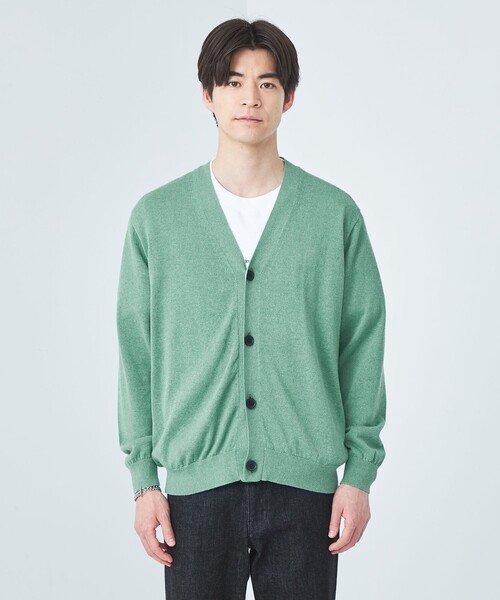 green label relaxing（グリーンレーベルリラクシング）の「ペーパー コットン麻 Vネック カーディガン -ウォッシャブル-（カーディガン/ボレロ・メンズ・ネイビー/ベージュ/ライム・S/M/XL/L）」の8枚目の写真