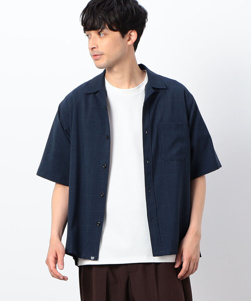 COMME　CA COMMUNE（コムサコミューン）の「ウィンドペン柄 オープンカラーシャツ（シャツ/ブラウス・メンズ・ネイビー/ブルーグレー・LARGE/MEDIUM）」の4枚目の写真