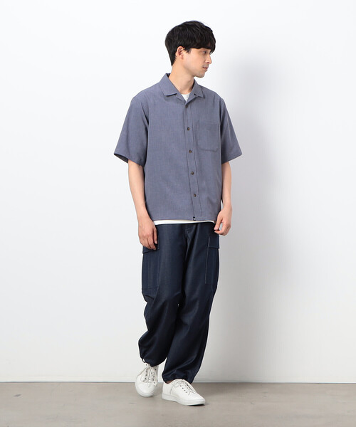 COMME　CA COMMUNE（コムサコミューン）の「ウィンドペン柄 オープンカラーシャツ（シャツ/ブラウス・メンズ・ネイビー/ブルーグレー・LARGE/MEDIUM）」の6枚目の写真