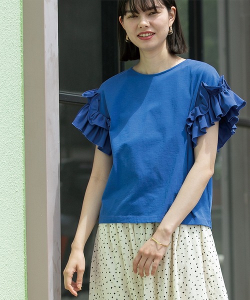 OPAQUE.CLIP(オペークドットクリップ)の「◆《美人百花掲載》フリルドッキングスリーブカットソー【洗濯機洗い可】(Tシャツ/カットソー・レディース・ブルー系その他/ホワイト/ブラック/ライトベージュ・36/38/40/42)」の20枚目の写真