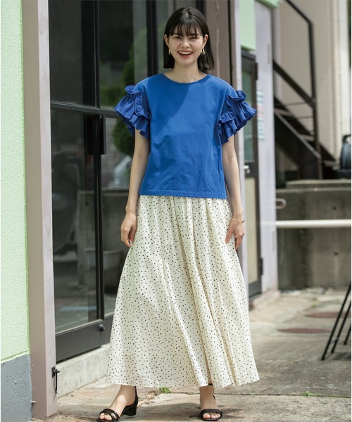 OPAQUE.CLIP(オペークドットクリップ)の「◆《美人百花掲載》フリルドッキングスリーブカットソー【洗濯機洗い可】(Tシャツ/カットソー・レディース・ブルー系その他/ホワイト/ブラック/ライトベージュ・36/38/40/42)」の22枚目の写真