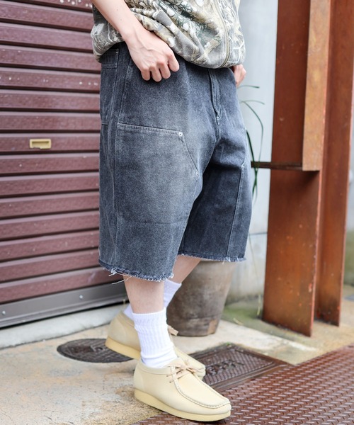 PEACEMINUSONE デニムショートパンツL SPINNS（スピンズ）の「【M.L 2サイズ展開】ダブルニーデニムショート