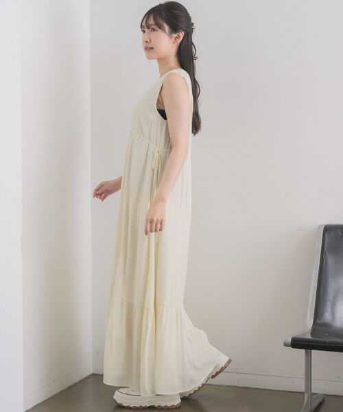 RETRO GIRL（レトロガール）の「ウエストシャーリングノースリOP（ワンピース・レディース・グリーン/オフホワイト/ブラック・FREE）」の6枚目の写真