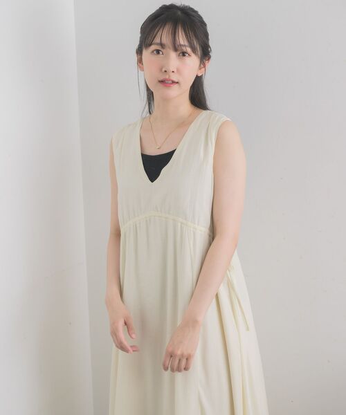 RETRO GIRL（レトロガール）の「ウエストシャーリングノースリOP（ワンピース・レディース・グリーン/オフホワイト/ブラック・FREE）」の8枚目の写真