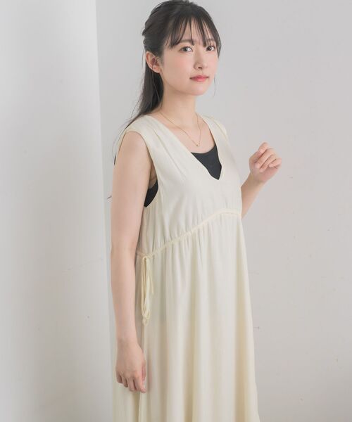 RETRO GIRL（レトロガール）の「ウエストシャーリングノースリOP（ワンピース・レディース・グリーン/オフホワイト/ブラック・FREE）」の9枚目の写真