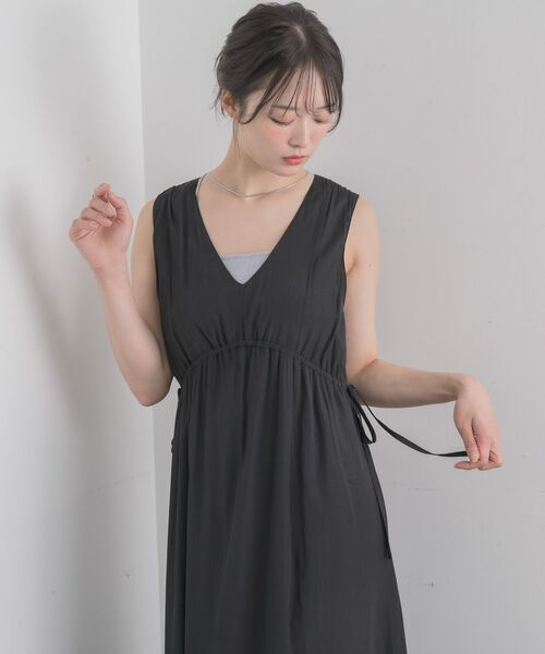 RETRO GIRL（レトロガール）の「ウエストシャーリングノースリOP（ワンピース・レディース・グリーン/オフホワイト/ブラック・FREE）」の16枚目の写真