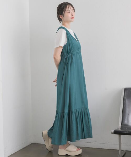 RETRO GIRL（レトロガール）の「ウエストシャーリングノースリOP（ワンピース・レディース・グリーン/オフホワイト/ブラック・FREE）」の21枚目の写真