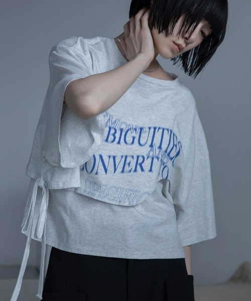 VACANCY(ヴァカンシー)の「レイヤードウェーブロゴトップス(Tシャツ/カットソー・レディース・ライトグレー/ブラック/ホワイト/ブルー・FREE)」の3枚目の写真