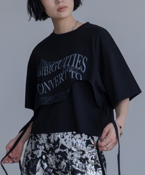 VACANCY(ヴァカンシー)の「レイヤードウェーブロゴトップス(Tシャツ/カットソー・レディース・ライトグレー/ブラック/ホワイト/ブルー・FREE)」の2枚目の写真