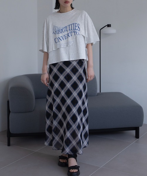 VACANCY(ヴァカンシー)の「レイヤードウェーブロゴトップス(Tシャツ/カットソー・レディース・ライトグレー/ブラック/ホワイト/ブルー・FREE)」の10枚目の写真