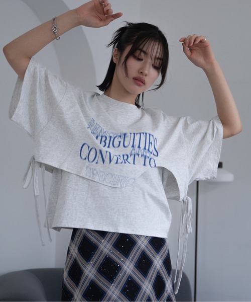 VACANCY(ヴァカンシー)の「レイヤードウェーブロゴトップス(Tシャツ/カットソー・レディース・ライトグレー/ブラック/ホワイト/ブルー・FREE)」の9枚目の写真