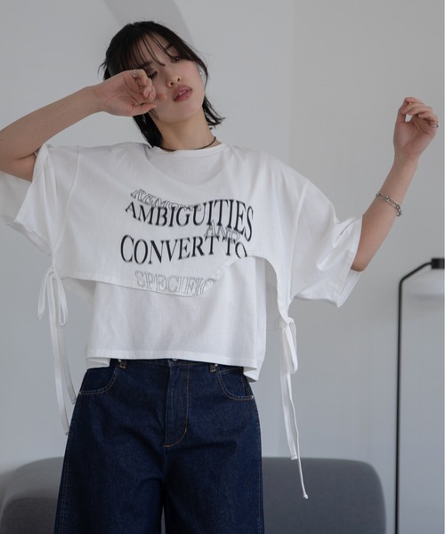 VACANCY(ヴァカンシー)の「レイヤードウェーブロゴトップス(Tシャツ/カットソー・レディース・ライトグレー/ブラック/ホワイト/ブルー・FREE)」の6枚目の写真
