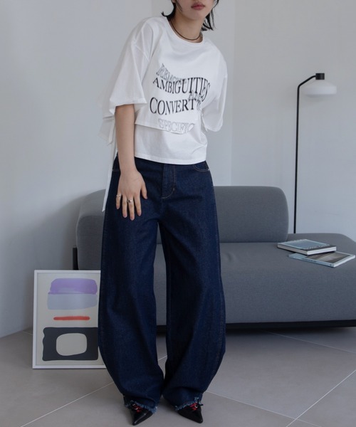 VACANCY(ヴァカンシー)の「レイヤードウェーブロゴトップス(Tシャツ/カットソー・レディース・ライトグレー/ブラック/ホワイト/ブルー・FREE)」の8枚目の写真