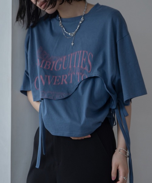VACANCY(ヴァカンシー)の「レイヤードウェーブロゴトップス(Tシャツ/カットソー・レディース・ライトグレー/ブラック/ホワイト/ブルー・FREE)」の13枚目の写真