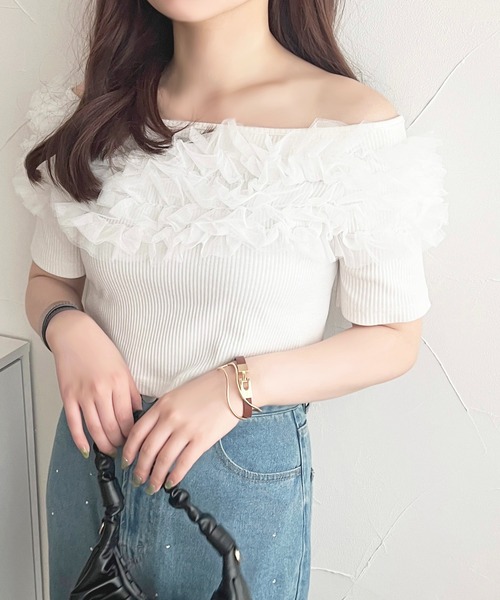 apres jour(アプレジュール)の「チュールプルオーバー【ZOZOTOWN限定アイテム】(Tシャツ/カットソー・レディース・チャコールグレー/アイボリー/ブラック・フリー/X-LARGE)」の4枚目の写真