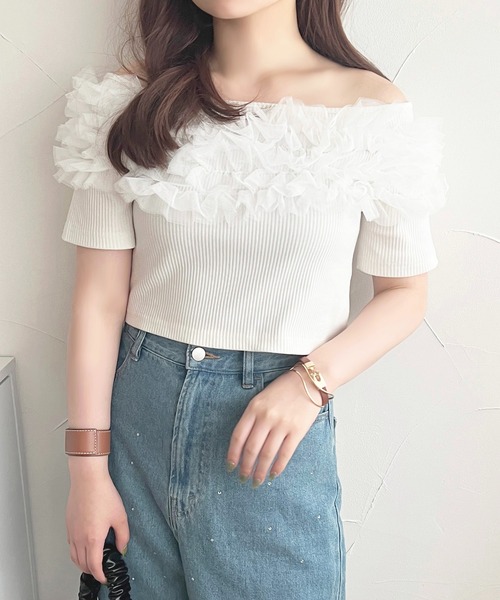 apres jour(アプレジュール)の「チュールプルオーバー【ZOZOTOWN限定アイテム】(Tシャツ/カットソー・レディース・チャコールグレー/アイボリー/ブラック・フリー/X-LARGE)」の5枚目の写真