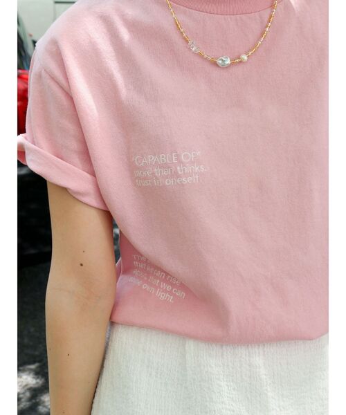 Ungrid（アングリッド）の「ミックスロゴエンブロイダリーTee（Tシャツ/カットソー・レディース・オフホワイト/ピンク/ブラック/グリーン・FREE）」の7枚目の写真