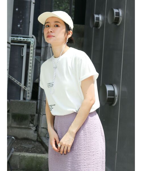 tシャツ 「ZOZO限定」接触冷感ロゴエンブロイダリーTシャツ レディース any FAM tシャツ 「接触冷感」フレンチスリーブロゴTシャツ