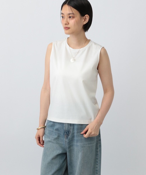 A part by(アパートバイ)の「NEWSTARポンチ_ノースリーブ(Tシャツ/カットソー・レディース・オフホワイト/ブラック・FREE)」の2枚目の写真
