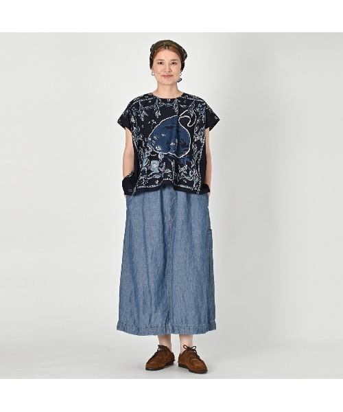 45R（フォーティファイブアール）の「綿麻ダンガリーのチーゴスカート（清）（スカート・レディース・インディゴブルー・FREE）」の6枚目の写真