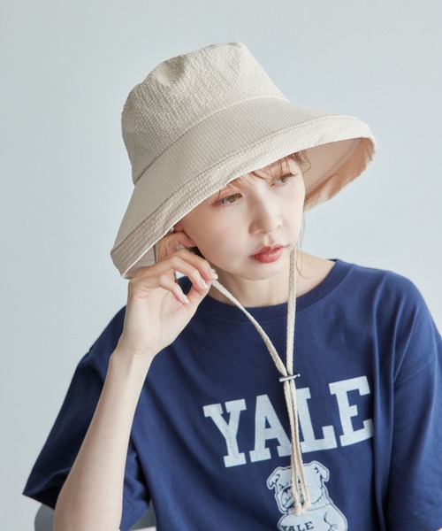 ROPE' PICNIC（ロペピクニック）の「はっ水・遮光/チェックシアサッカーサファリハット（ハット・レディース・ブルー系その他4/ブラック/ベージュ系その他・FREE）」の3枚目の写真