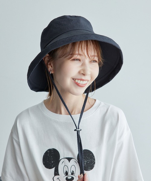 ROPE' PICNIC（ロペピクニック）の「はっ水・遮光/チェックシアサッカーサファリハット（ハット・レディース・ブルー系その他4/ブラック/ベージュ系その他・FREE）」の2枚目の写真