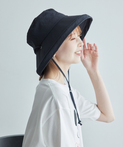 ROPE' PICNIC（ロペピクニック）の「はっ水・遮光/チェックシアサッカーサファリハット（ハット・レディース・ブルー系その他4/ブラック/ベージュ系その他・FREE）」の21枚目の写真