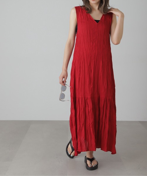 FREE'S MART(フリーズマート)の「◆前後2WAYワッシャーワンピース(ワンピース・レディース・ホワイト/レッド/ライトグリーン・SMALL/MEDIUM)」の3枚目の写真